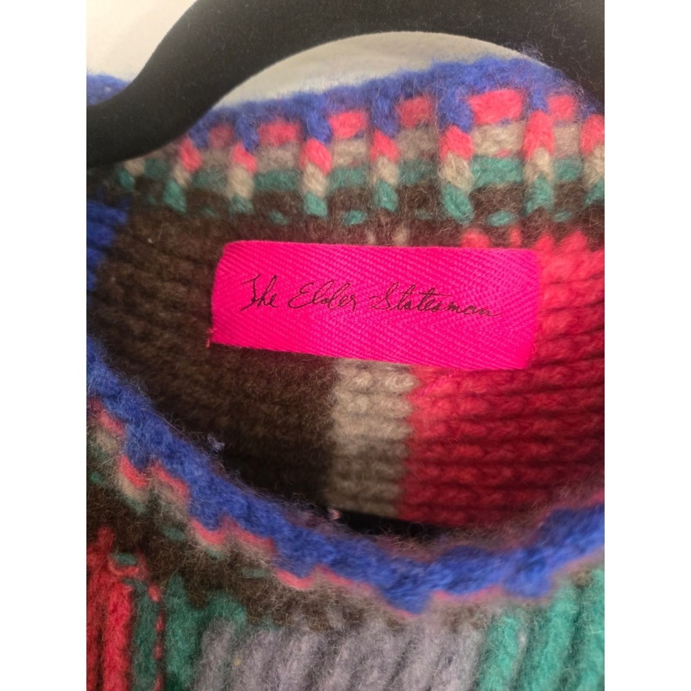 Elder Statesman Multicolor Stripe Chunky Knit Cashmere Sweater Women Hacky M - Picture 4 of 4
